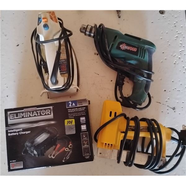 Bucket of Corded Power Tools Drill/Driver Stapler & More