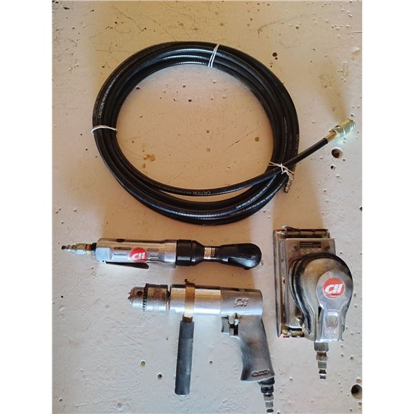 Assorted Air Tools & Accessories Hose Palm Sander Ratchet & More