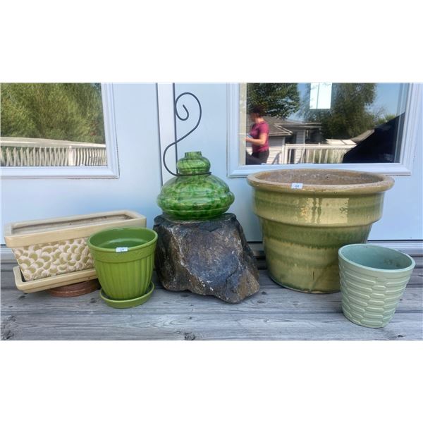 Beautiful ceramic Plant Pots w/ Blown Glass Wasp Trap Stash Faux Stone