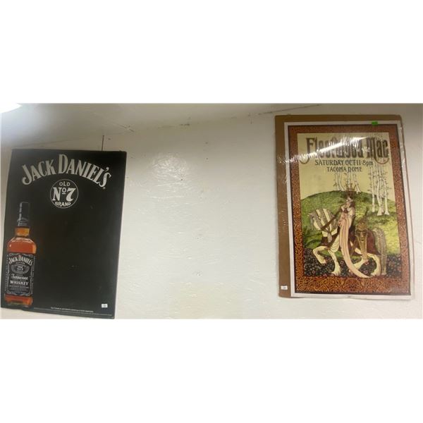 Bar Decor Jack Daniels Chaulk Board w/ Fleetwood Mac Poster 19x24