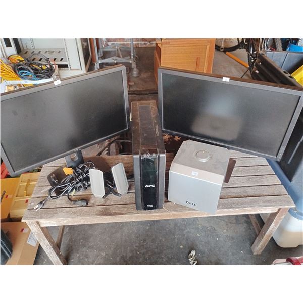 Dell Computer Components 2 LED Monitors Speakers Back up Battey Supply & More