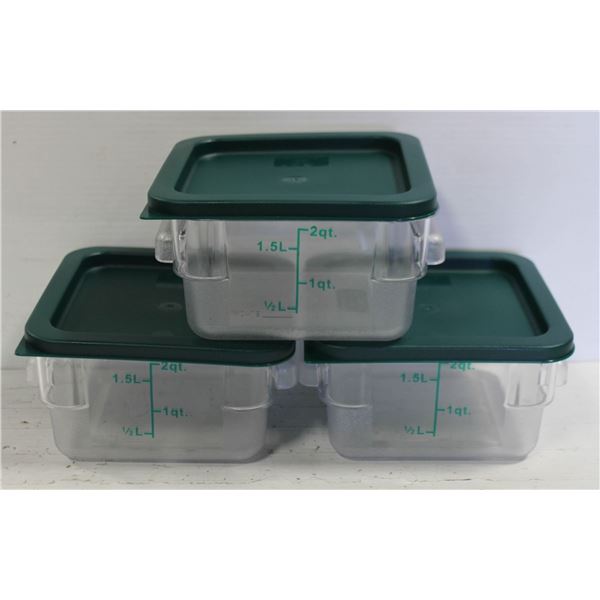 3PK- 2 QT CLEAR POLY SQUARE FOOD STORAGE CONTAINER