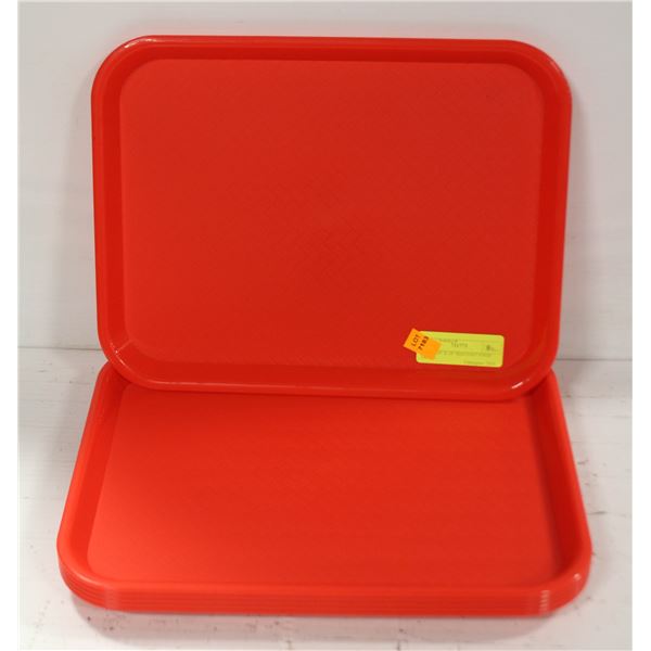 6 NEW 10" X 14" RED FAST FOOD TRAYS