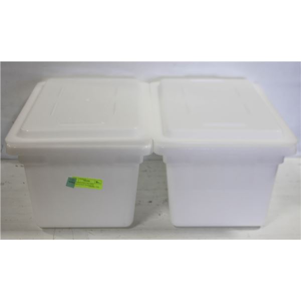 2PC WHITE POLY 18L FOOD STORAGE BOX 18'X12'X9' W/