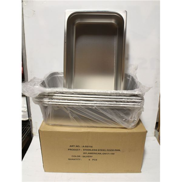 CASE OF 6 NEW STAINLESS STEEL FULL SIZE INSERTS