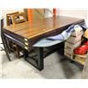 DARK BROWN WOODEN SLAB TOP TABLE 76"L 36"W 30"H