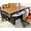 DARK BROWN WOODEN SLAB TOP TABLE 76"L 36"W 30"H