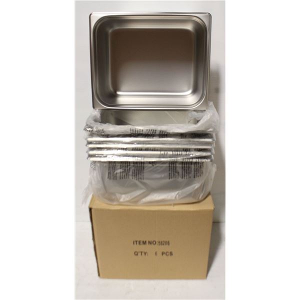 LOT OF 6 NEW HALF SIZE STAINLESS STEEL INSERTS