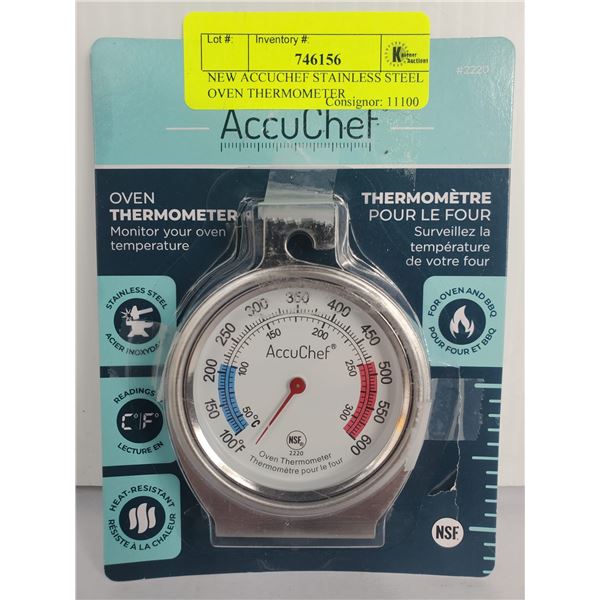 NEW ACCUCHEF STAINLESS STEEL OVEN THERMOMETER