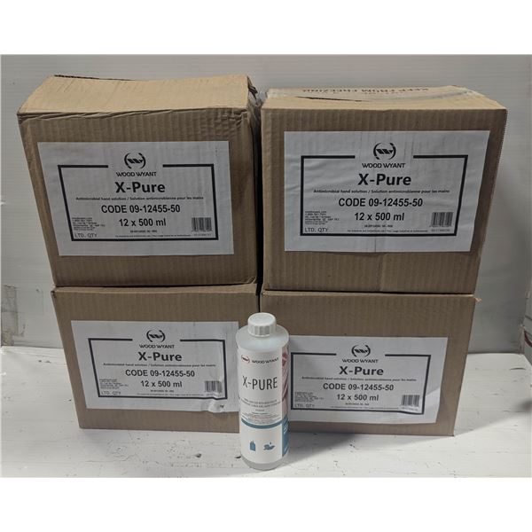 4 CASES OF 12 X 500ML X-PURE ANTIMICROBIAL HAND