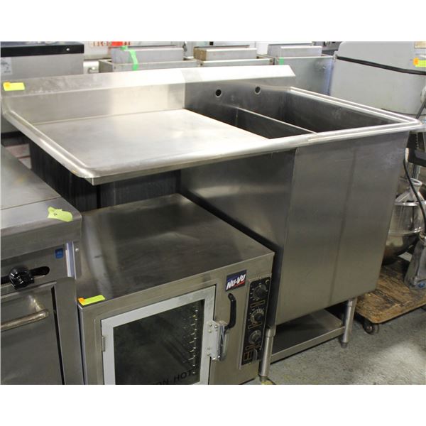 ST. STEEL DEEP DBL SINK W/ LEFT SIDE DRAINBOARD