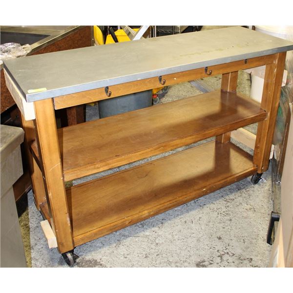 BAILIFF SEIZED:STEEL TOPPED /WOODEN KITCHEN PREP