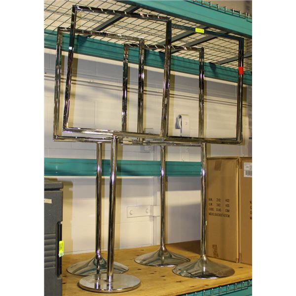 4 CHROME SIGNAGE FLOOR STANDS