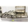 Image 1 : LARGE TOTE OF ASSORTED ST. STEEL INSERTS & LIDS