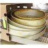 LOT OF 7 ASST (18"-12") CAKE PANS, 1 SHEET CAKE
