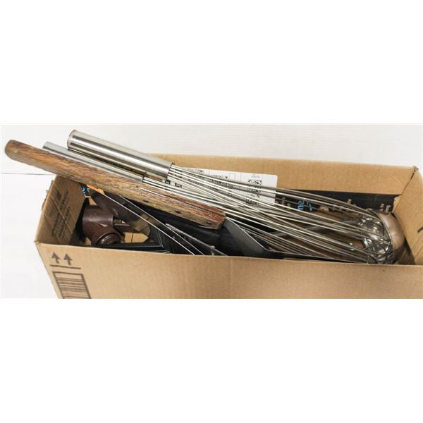 BOX OF UTENSILS, 2 STAINLESS STEEL