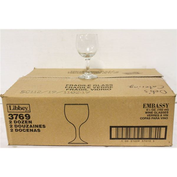 LOT OF 24, WINE GLASSES 6.5OZ