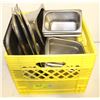 CRATE ASSORTED STAINLESS STEEL INSERTS & LIDS