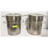 LOT OF 2 STAINLESS STEEL DOUBLE BOILERS W/ LIDS