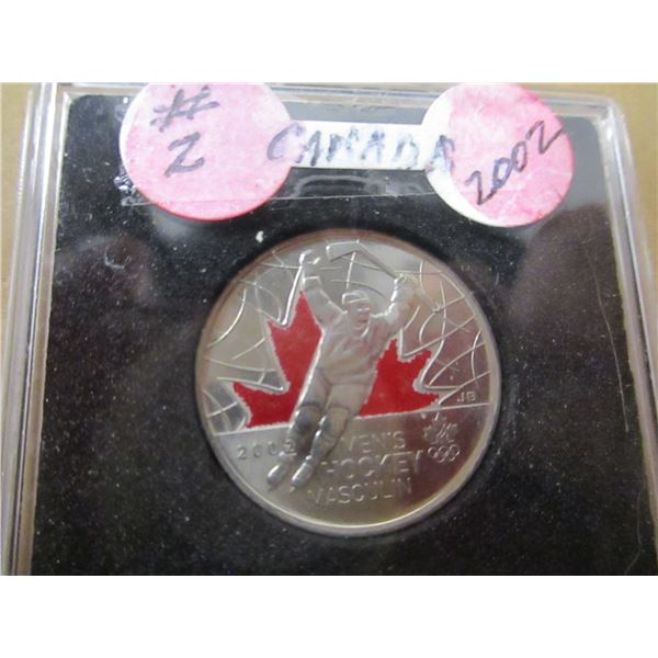 2002 MEN'S MASONIC COLORED BU/GEM COLORED MAPLE LEAF QUARTER