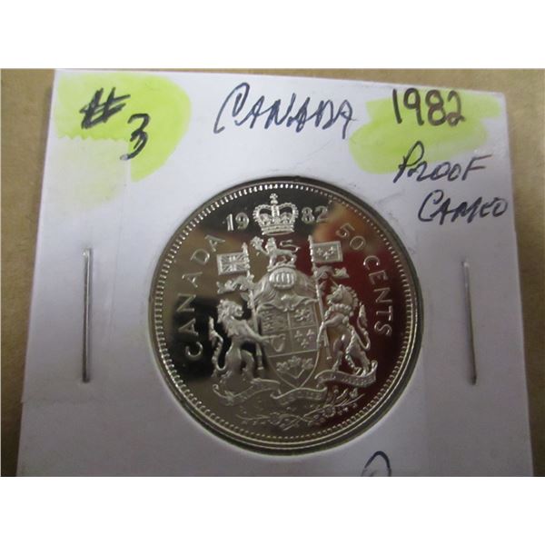 1982 PROOF COLORED CANADA HALF DOLLAR