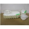 Image 1 : COLLECTABLE:  4 MILK GLASS LUNCH PLATES & CUPS