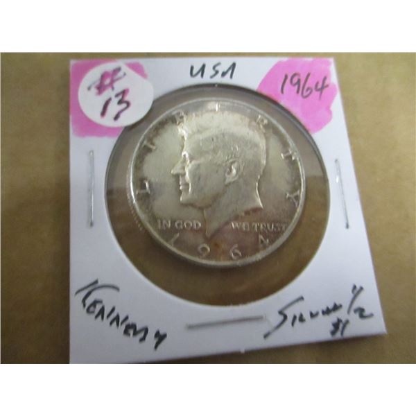 1964 USA KENNEDY SILVER HALF DOLLAR