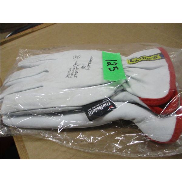 STORE CLOSE-OUT (AS IS):  RED TRIM THINSULATE GOAT SKIN GLOVES (SIZE SMALL) - PAIR