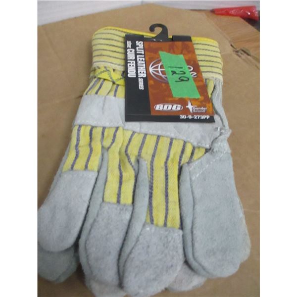 STORE CLOSE-OUT (AS IS):  SPLIT LEATHER GLOVES (SIZE LARGE) - PAIR