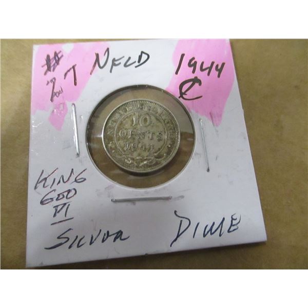 1944 C/EF NEWFOUNDLAND SILVER DIME