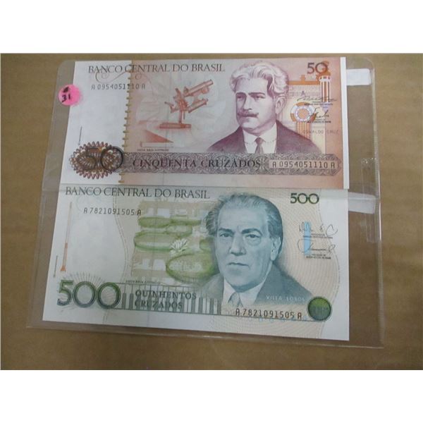 CENTRAL BANK OF BRAZIL 50 - 500 CRYZADO BANK NOTE SET