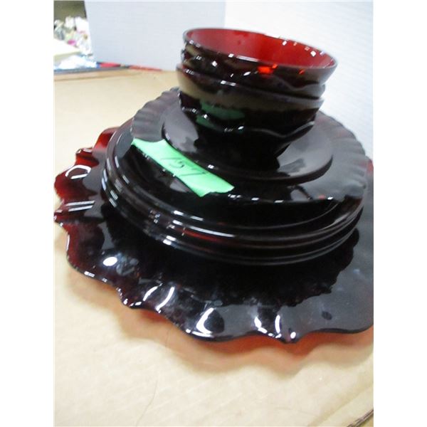 COLLECTABLE:  RUBY COLOR DISHES - BUNDLE
