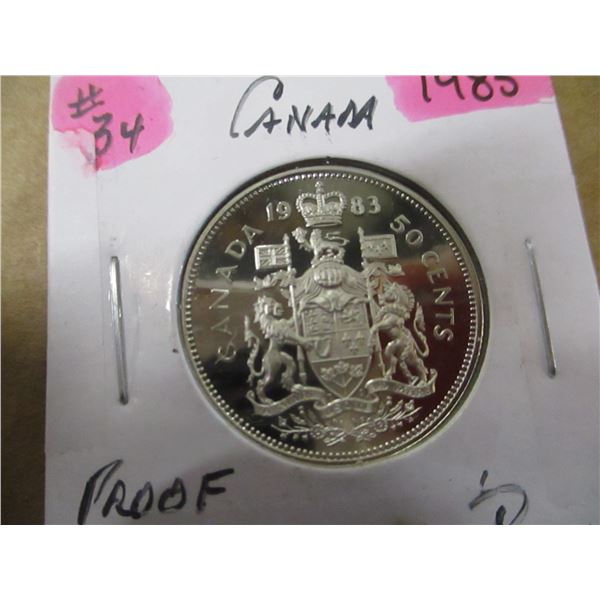 1983 PROOF CAMEO CANADA HALF DOLLAR