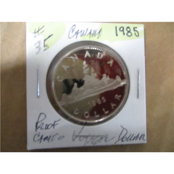 1985 PROOF CAMEO CANADA VOYAGER DOLLAR