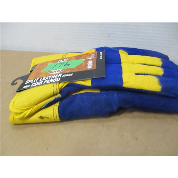 STORE CLOSE-OUT (AS IS):  SPLIT LEATHER FLEECE LINED GLOVES (SIZE LARGE)