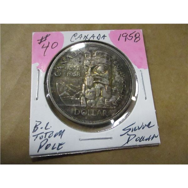 1958 BC TOTEM POLE SILVER DOLLAR