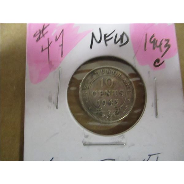 1943C NEWFOUNDLAND SILVER DIME