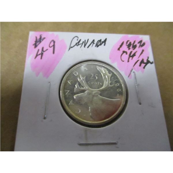 1962 CH/BU GEM CANADA SILVER QUARTER