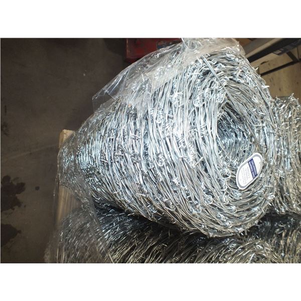 3 Rolls Of Galvanized 4 Point Barbed Wire