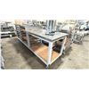Image 2 : STAINLESS STEEL 2 TIER 120"W X 32"D X 43"H / 36"H COMMERCIAL MOBILE WORK SURFACE / EQUIPMENT STAND