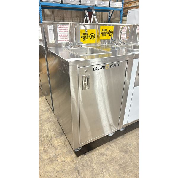 CROWN VERITY CV-PHS STAINLESS STEEL COMMERCIAL ELECTRIC MOBILE PORTABLE HAND WASH STATION WITH MINI