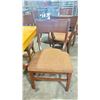 Image 2 : NATURAL WOOD TOP 36" SQUARE DARK WOOD SINGLE PEDESTAL COMMERCIAL CAFE TABLE WITH 4 DARK WOOD PADDED