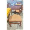 Image 2 : NATURAL WOOD TOP 36" SQUARE DARK WOOD SINGLE PEDESTAL COMMERCIAL CAFE TABLE WITH 4 DARK WOOD PADDED