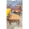 Image 2 : NATURAL WOOD TOP 36" SQUARE DARK WOOD SINGLE PEDESTAL COMMERCIAL CAFE TABLE WITH 4 DARK WOOD PADDED