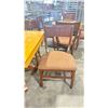 Image 2 : NATURAL WOOD TOP 36" SQUARE DARK WOOD SINGLE PEDESTAL COMMERCIAL CAFE TABLE WITH 4 DARK WOOD PADDED