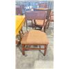 Image 2 : NATURAL WOOD TOP 36" SQUARE DARK WOOD SINGLE PEDESTAL COMMERCIAL CAFE TABLE WITH 4 DARK WOOD PADDED