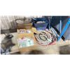 Image 1 : 4 BOXES OF ASSORTED HARDWARE, TOOLS, HOSES, ELECTRICAL CABLE, & MACHINE REPAIR ITEMS