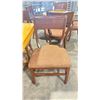 Image 2 : NATURAL WOOD TOP 36" SQUARE DARK WOOD SINGLE PEDESTAL COMMERCIAL CAFE TABLE WITH 4 DARK WOOD PADDED