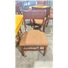 Image 2 : NATURAL WOOD TOP 36" SQUARE DARK WOOD SINGLE PEDESTAL COMMERCIAL CAFE TABLE WITH 4 DARK WOOD PADDED