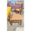 Image 2 : NATURAL WOOD TOP 36" SQUARE DARK WOOD SINGLE PEDESTAL COMMERCIAL CAFE TABLE WITH 4 DARK WOOD PADDED